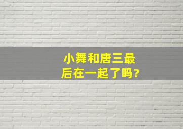 小舞和唐三最后在一起了吗?