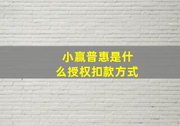 小赢普惠是什么授权扣款方式