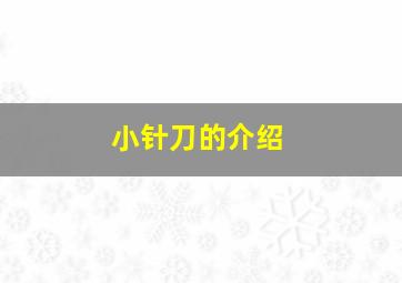 小针刀的介绍