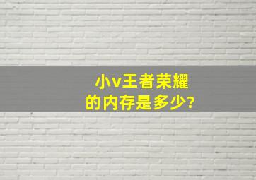 小v王者荣耀的内存是多少?