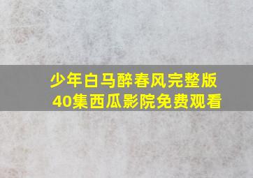 少年白马醉春风完整版40集西瓜影院免费观看