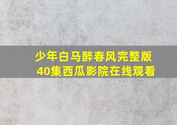 少年白马醉春风完整版40集西瓜影院在线观看