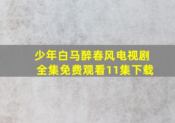 少年白马醉春风电视剧全集免费观看11集下载