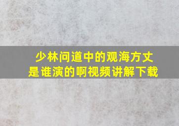 少林问道中的观海方丈是谁演的啊视频讲解下载