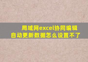 局域网excel协同编辑自动更新数据怎么设置不了