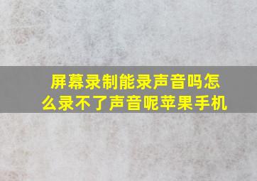 屏幕录制能录声音吗怎么录不了声音呢苹果手机