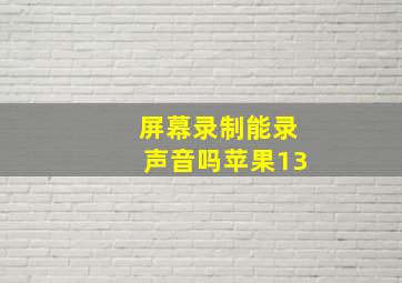 屏幕录制能录声音吗苹果13