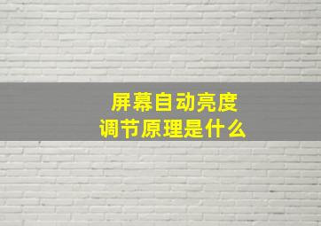 屏幕自动亮度调节原理是什么