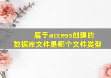 属于access创建的数据库文件是哪个文件类型