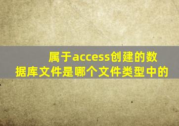 属于access创建的数据库文件是哪个文件类型中的