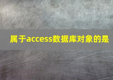 属于access数据库对象的是