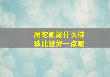 属蛇佩戴什么佛珠比较好一点呢