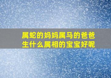 属蛇的妈妈属马的爸爸生什么属相的宝宝好呢