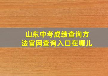 山东中考成绩查询方法官网查询入口在哪儿