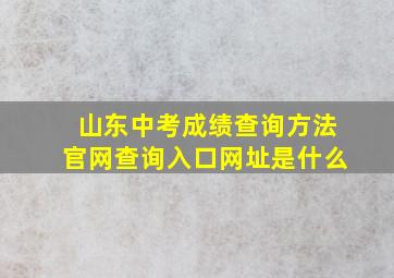 山东中考成绩查询方法官网查询入口网址是什么