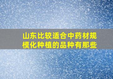 山东比较适合中药材规模化种植的品种有那些