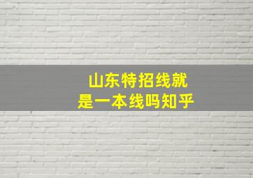 山东特招线就是一本线吗知乎