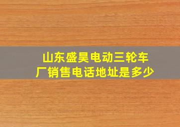 山东盛昊电动三轮车厂销售电话地址是多少