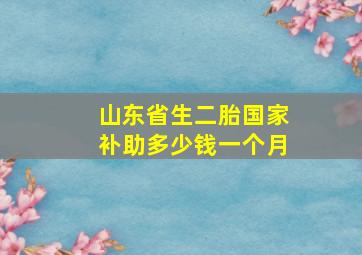 山东省生二胎国家补助多少钱一个月