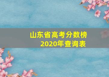 山东省高考分数榜2020年查询表