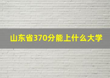 山东省370分能上什么大学