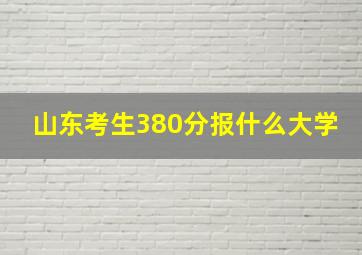 山东考生380分报什么大学