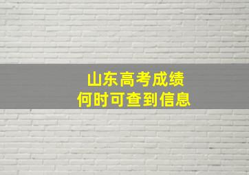 山东高考成绩何时可查到信息