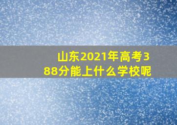 山东2021年高考388分能上什么学校呢