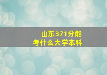 山东371分能考什么大学本科