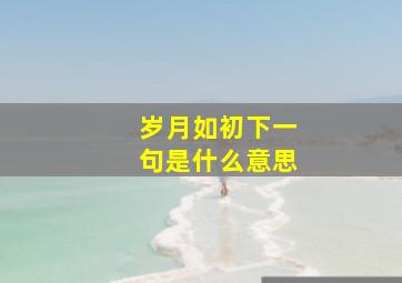 岁月如初下一句是什么意思