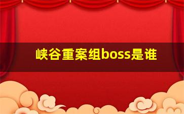 峡谷重案组boss是谁