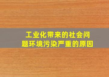 工业化带来的社会问题环境污染严重的原因