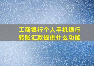 工商银行个人手机银行转账汇款提供什么功能