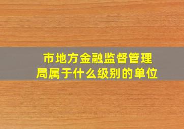 市地方金融监督管理局属于什么级别的单位