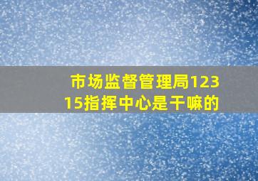 市场监督管理局12315指挥中心是干嘛的