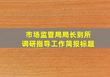 市场监管局局长到所调研指导工作简报标题