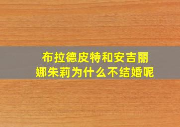 布拉德皮特和安吉丽娜朱莉为什么不结婚呢