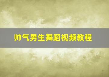 帅气男生舞蹈视频教程