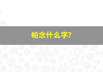 帕念什么字?