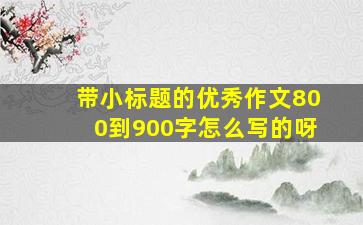 带小标题的优秀作文800到900字怎么写的呀