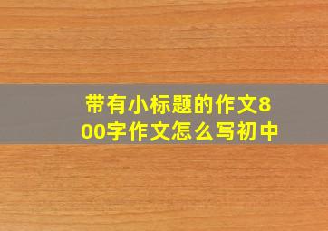 带有小标题的作文800字作文怎么写初中