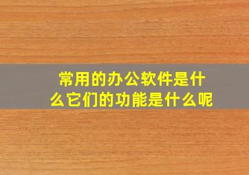 常用的办公软件是什么它们的功能是什么呢