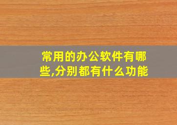 常用的办公软件有哪些,分别都有什么功能