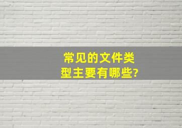 常见的文件类型主要有哪些?