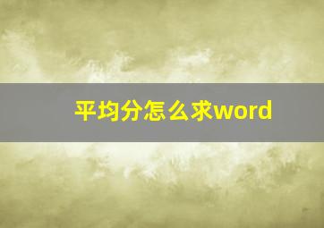 平均分怎么求word