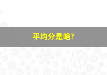 平均分是啥?