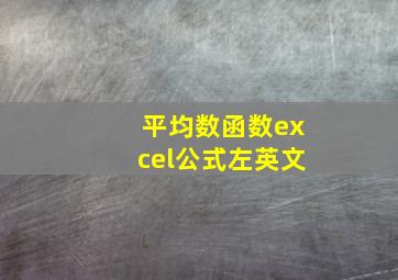 平均数函数excel公式左英文