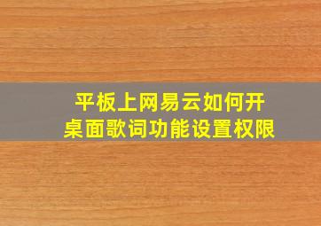 平板上网易云如何开桌面歌词功能设置权限