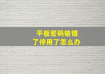 平板密码输错了停用了怎么办