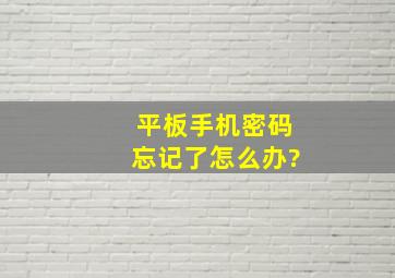 平板手机密码忘记了怎么办?